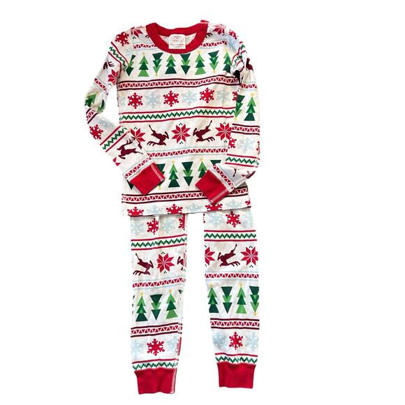 Hanna Andersson Other - Hanna Andersson 130 8 pajamas organic deer snowflake fair isle Christmas trees